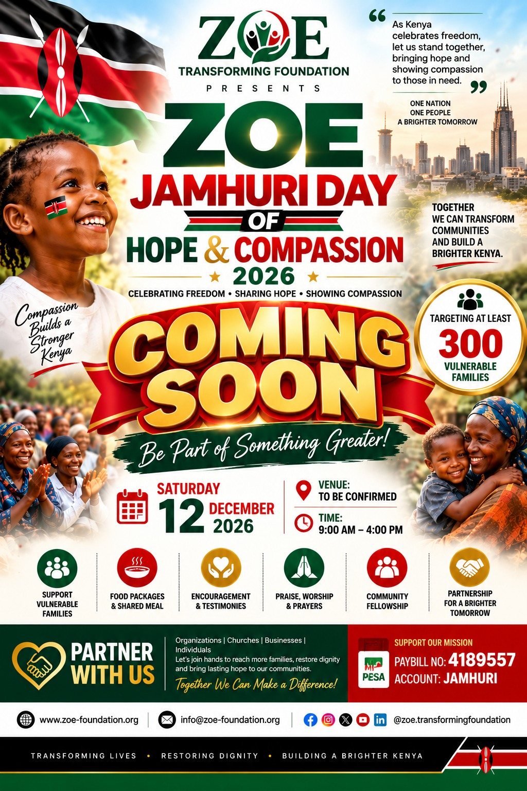 ZOE Jamhuri Day of Hope & Compassion 2026 poster
